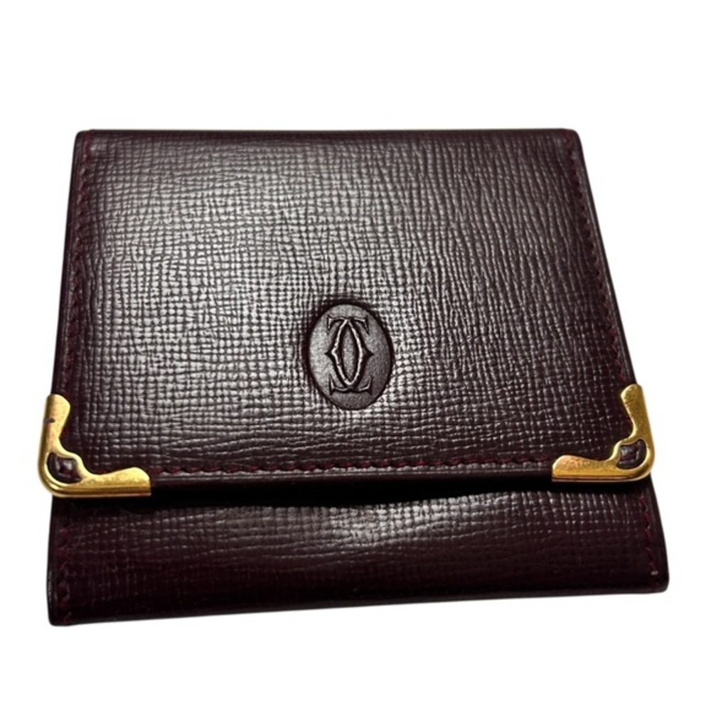 Cartier Clasp Wallet Mastline Bordeaux Leather Authentic